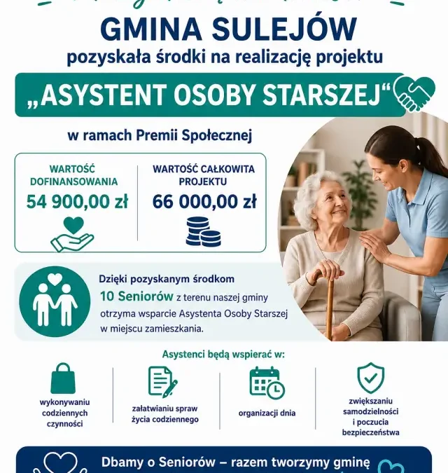 Gmina Sulejów uruchamia projekt „Asystent Osoby Starszej” – rusza nabór uczestników
