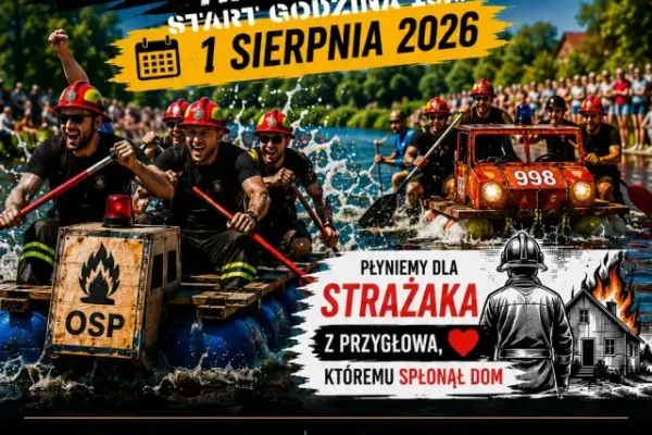3. Strażacki spływ na byle czym – pomoc dla strażaka z Przygłowa