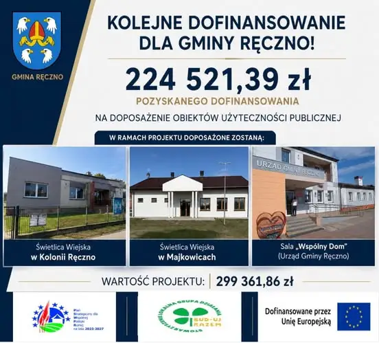 Gmina Ręczno z dofinansowaniem na doposażenie obiektów użyteczności publicznej