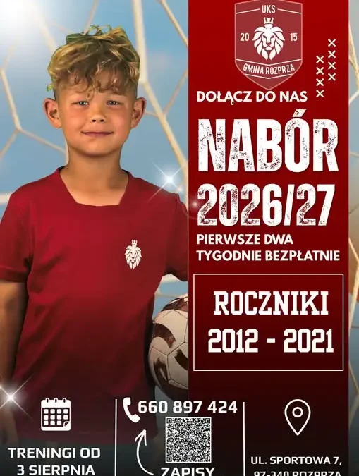 Nabór do UKS Gmina Rozprza – ostatnie wolne miejsca w rocznikach 2012-2021