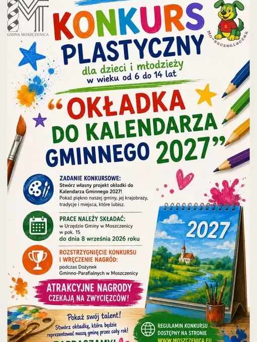 Konkurs plastyczny dla dzieci i młodzieży – zaprojektuj okładkę kalendarza gminnego 2027