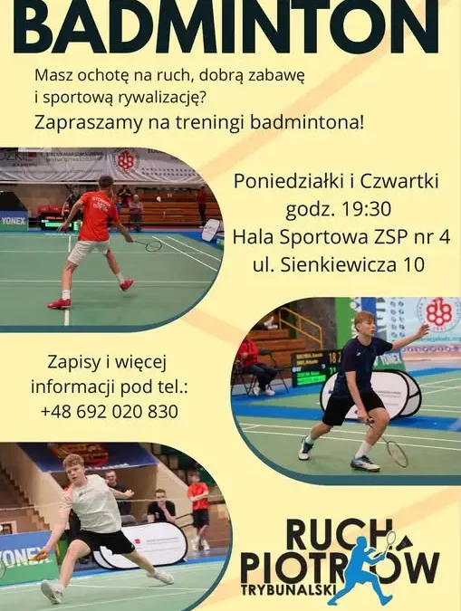 Zapisy na treningi badmintona w Piotrkowie – nowy sezon startuje