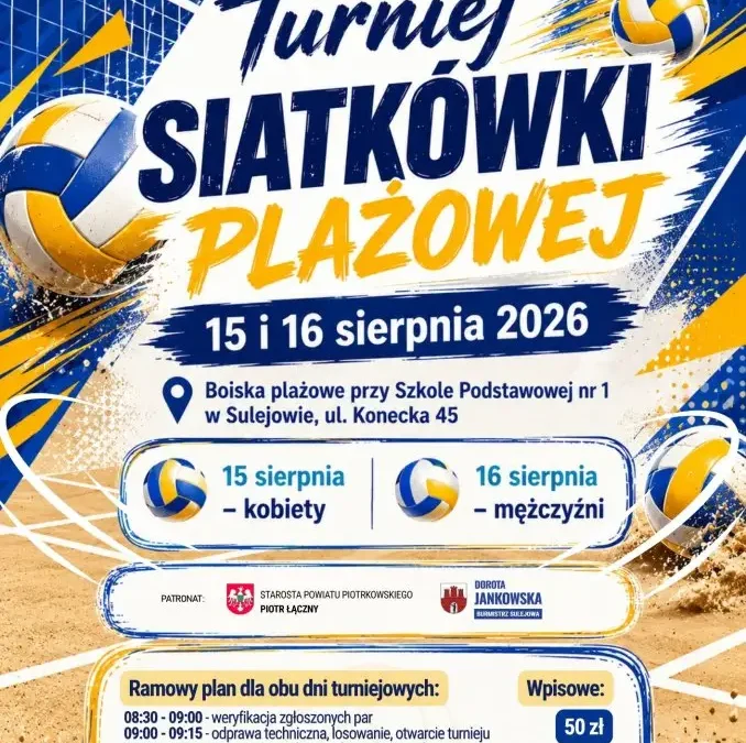 Turniej Siatkówki Plażowej w Sulejowie – zapisy trwają
