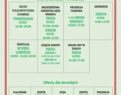Gminne Centrum Kultury w Grabicy zaprasza mieszkańców do wspólnego spędzania czasu