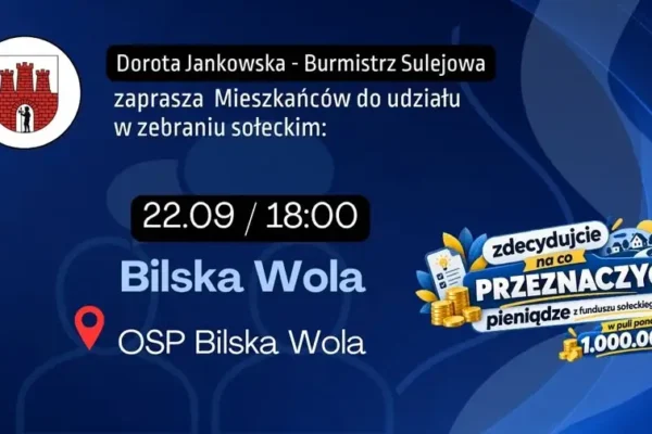Zebranie sołeckie w Bilskiej Woli – mieszkańcy zdecydują o funduszu sołeckim