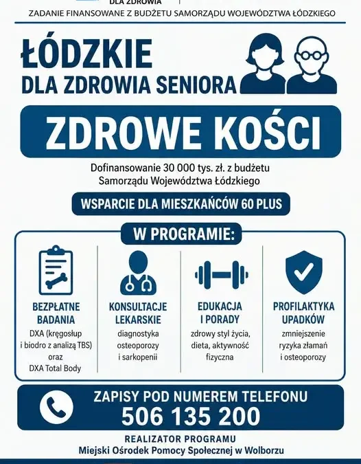 Seniorzy z gminy Wolbórz skorzystają z bezpłatnych badań i warsztatów w ramach programu „Łódzkie dla zdrowia seniora”