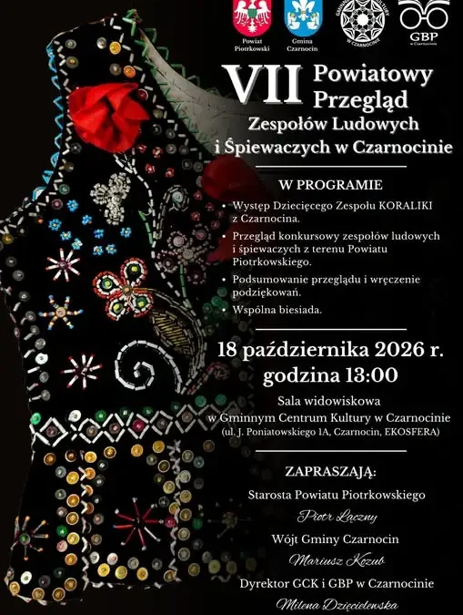 VII Powiatowy Przegląd Zespołów Ludowych i Śpiewaczych w Czarnocinie – 18 października