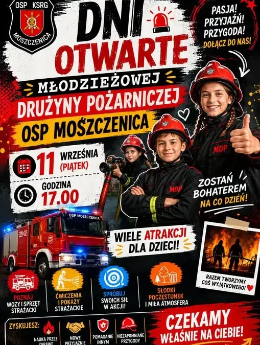 Dni Otwarte Młodzieżowej Drużyny Pożarniczej w Moszczenicy – dołącz do strażaków!