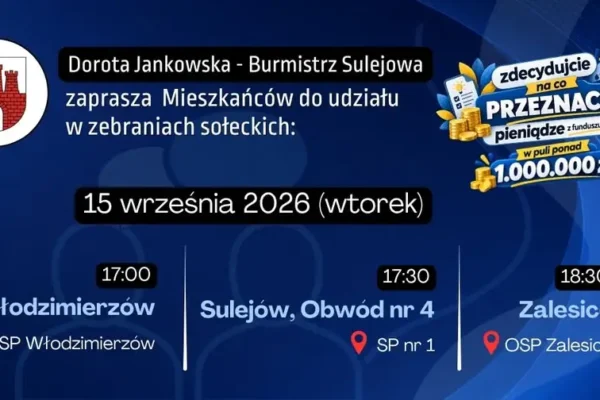 Zebrania sołeckie w gminie Sulejów – mieszkańcy zdecydują o funduszu sołeckim