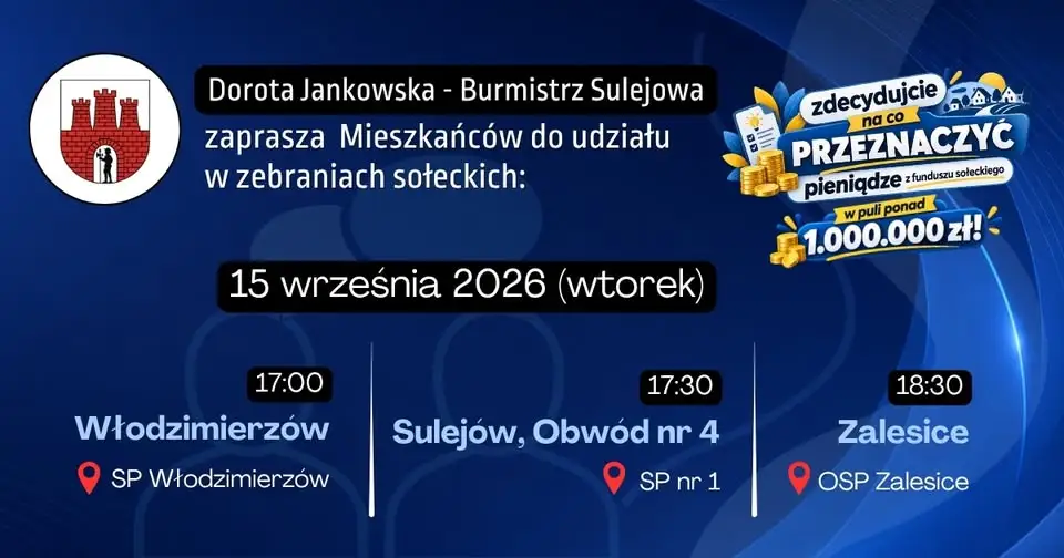 Zebrania sołeckie w gminie Sulejów – mieszkańcy zdecydują o funduszu sołeckim