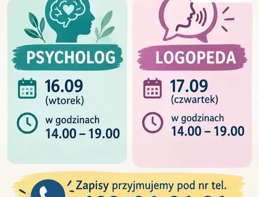 Bezpłatne konsultacje logopedyczne w Czarnocinie – 16 i 17 września