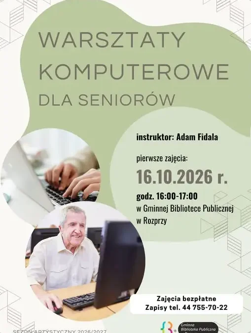 Bezpłatne warsztaty komputerowe dla seniorów w Rozprzy – ruszają zapisy