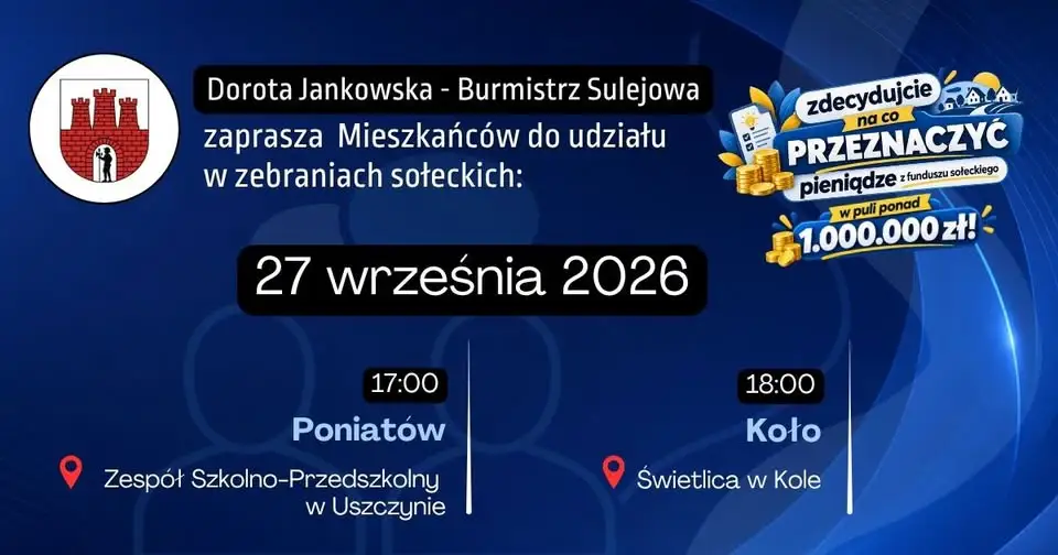 Zebrania sołeckie w Poniatowie i Kole – mieszkańcy zdecydują o funduszu sołeckim