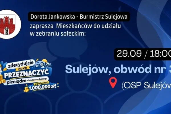 Zebranie sołeckie w Sulejowie – obwód nr 3 decyduje o funduszu sołeckim