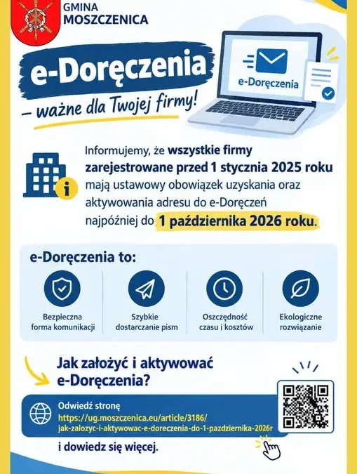 Przedsiębiorcy z Gminy Moszczenica: zostały tylko dni na aktywację e-Doręczeń