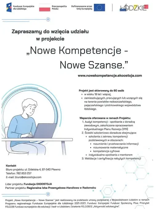 Nowe Kompetencje – Nowe Szanse: projekt dla mieszkańców powiatów piotrkowskiego, radomszczańskiego i pajęczańskiego