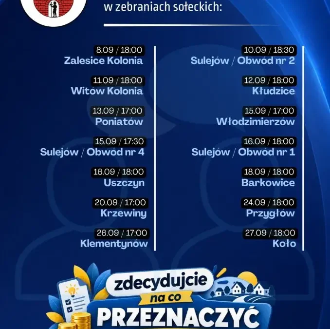 Mieszkańcy Sulejowa zdecydują o wydatkach z funduszu sołeckiego