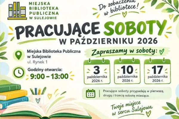 Biblioteka w Sulejowie zaprasza na pracujące soboty w październiku