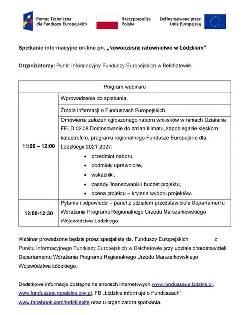 Nowoczesne ratownictwo w Łódzkiem – bezpłatny webinar o funduszach europejskich